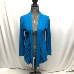 Cuddl Duds Open Front Ribbed Cardigan Womens Size XS Blue Soft Lightweight NEW